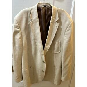 Men's Kroon 100% Silk Two Button Ivory Cream Sport Coat Size 48 Long Blazer